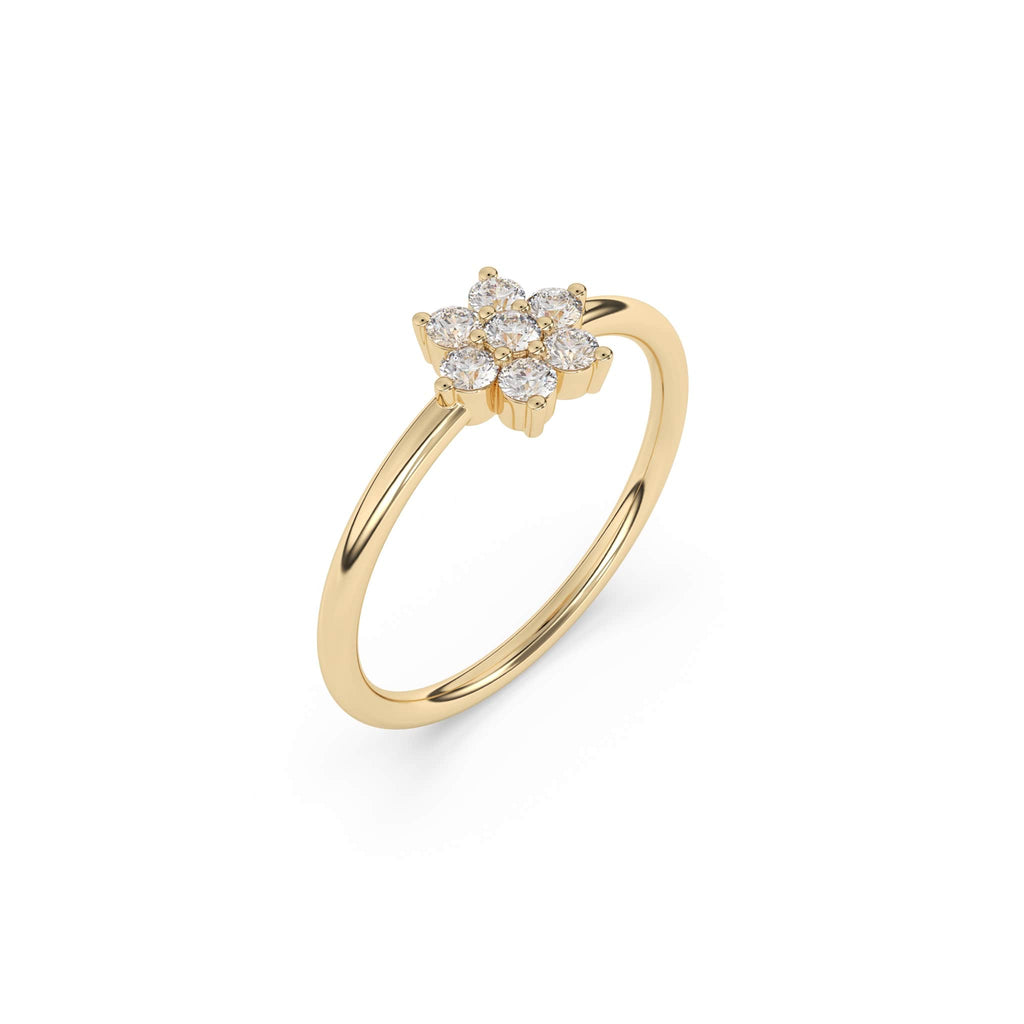 Diamond Flower ring in 14k yellow gold 