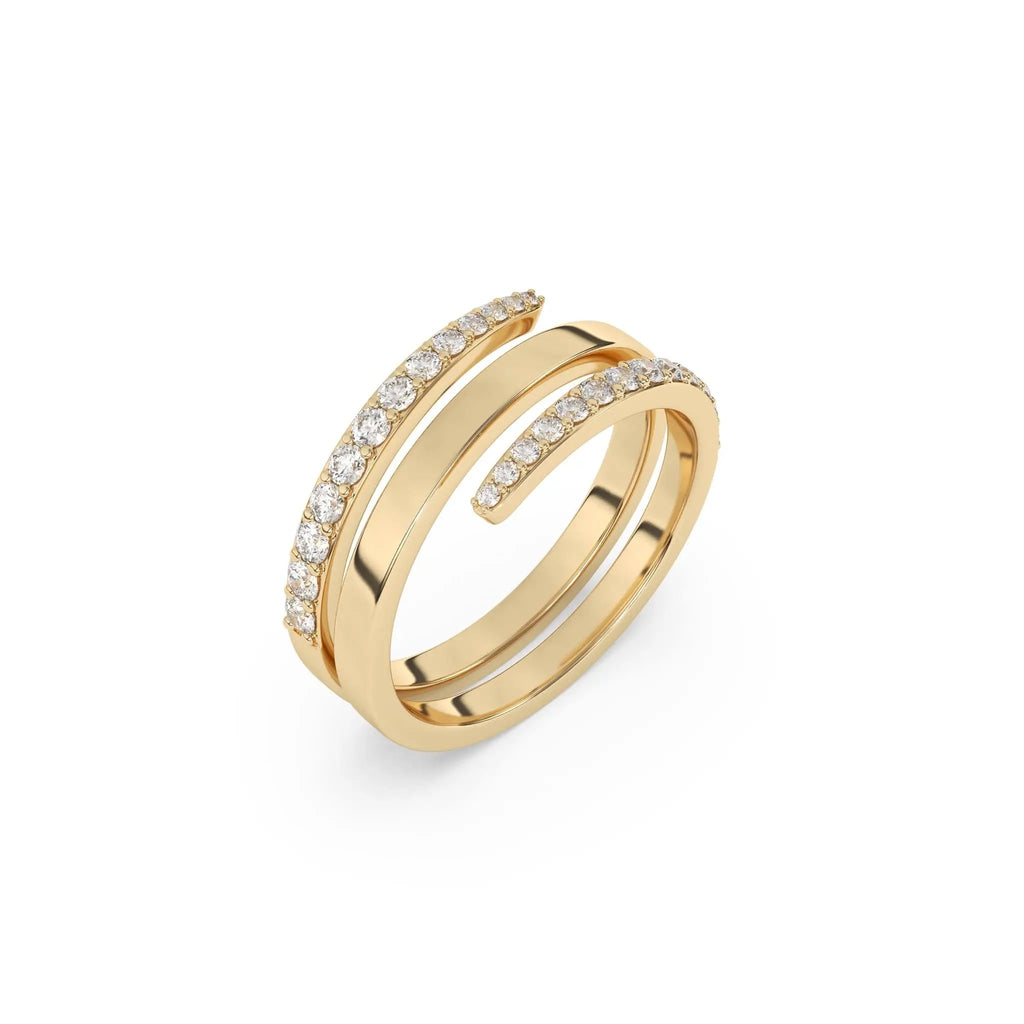 diamonds twist ring handmade with pave diamonds set in 14k solid gold